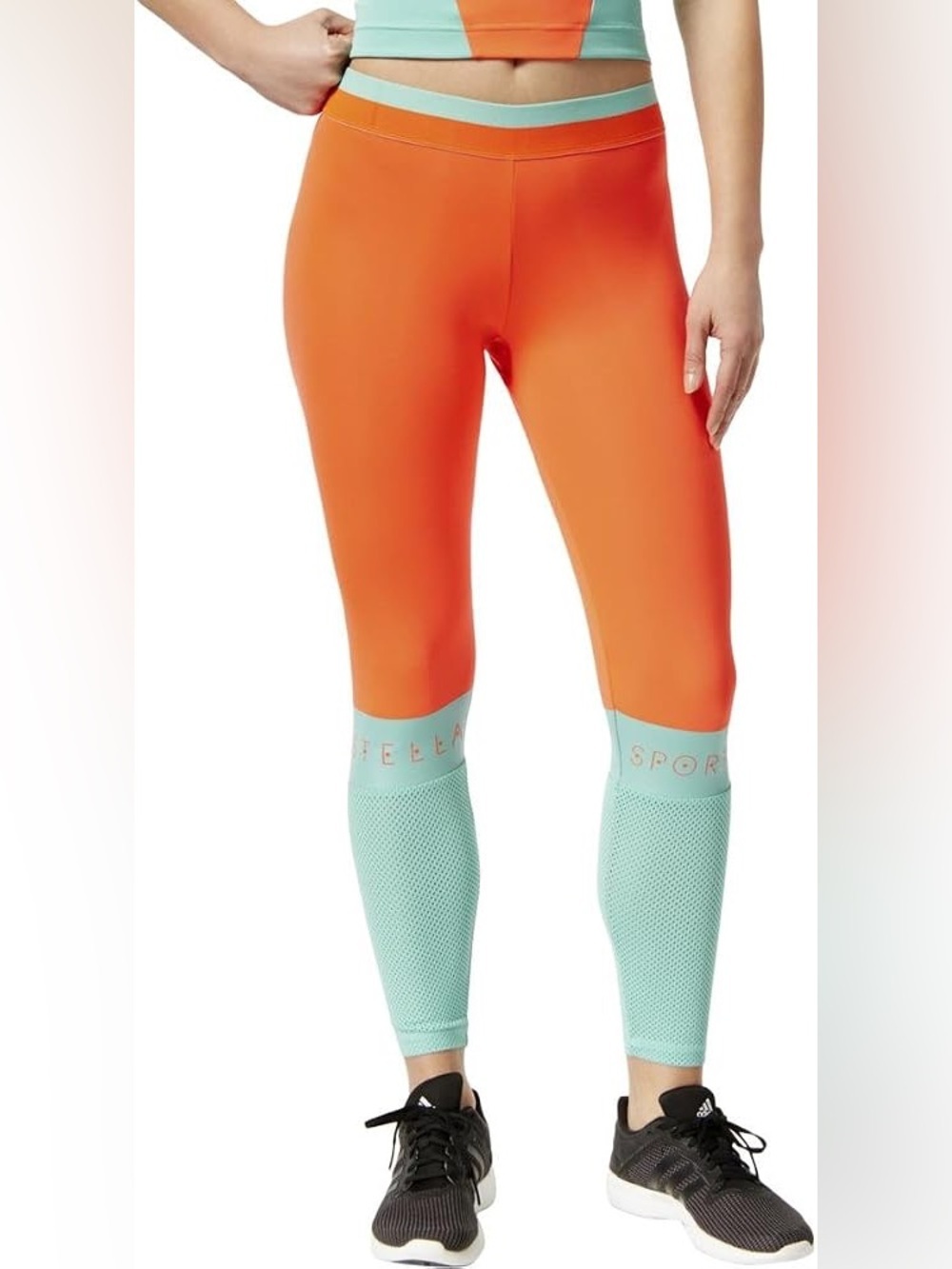 Stella McCartney Neon Coral & Teal Colorblock Leggings